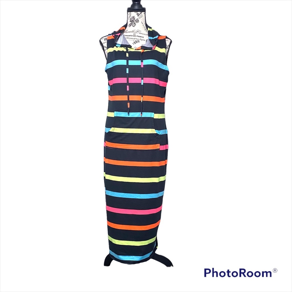 Bobbi Brookes Womens Striped Hooded Tank Dress